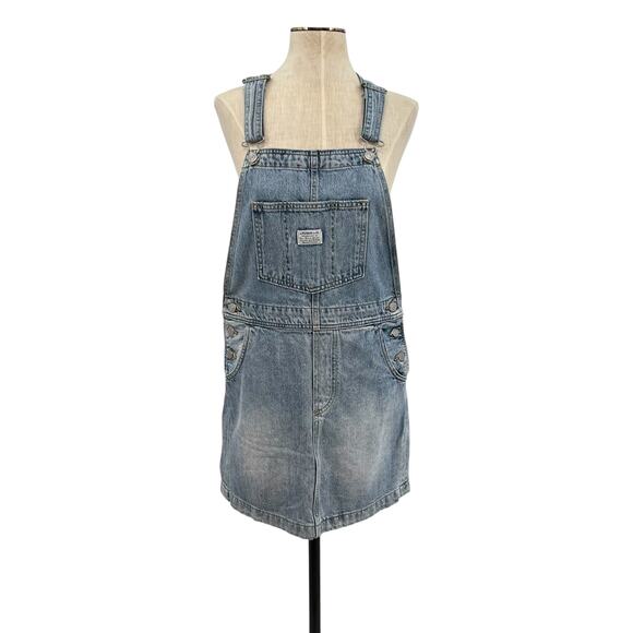 Levi's Norah Skirtall Dress Overall Mini Cotton Denim Blue Size XS - Picture 2 of 16